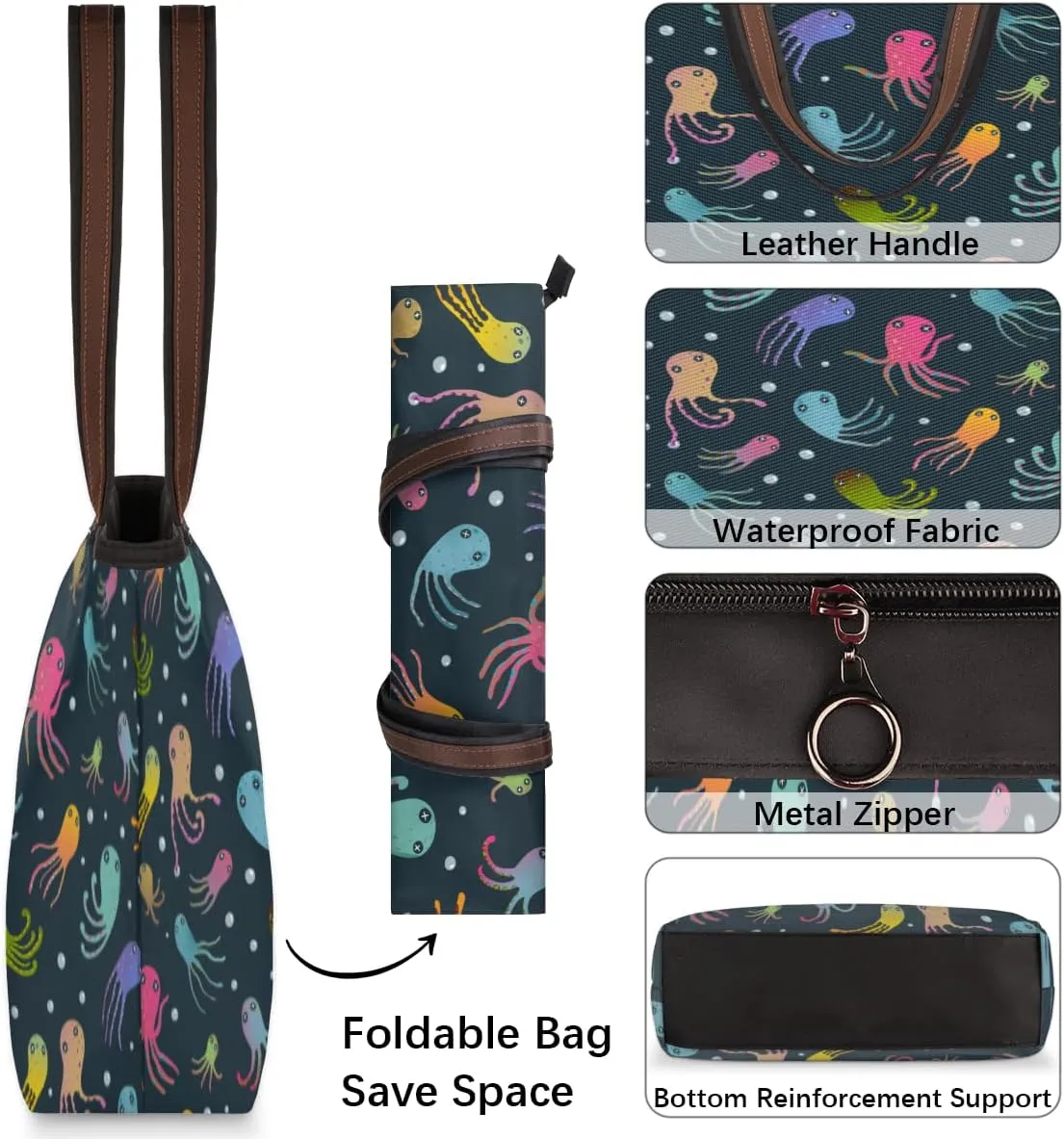 Tote Bag for Women with Zipper Large Capacity Top Handle Casual Shoulder Bag Handbag Reusable Shopping