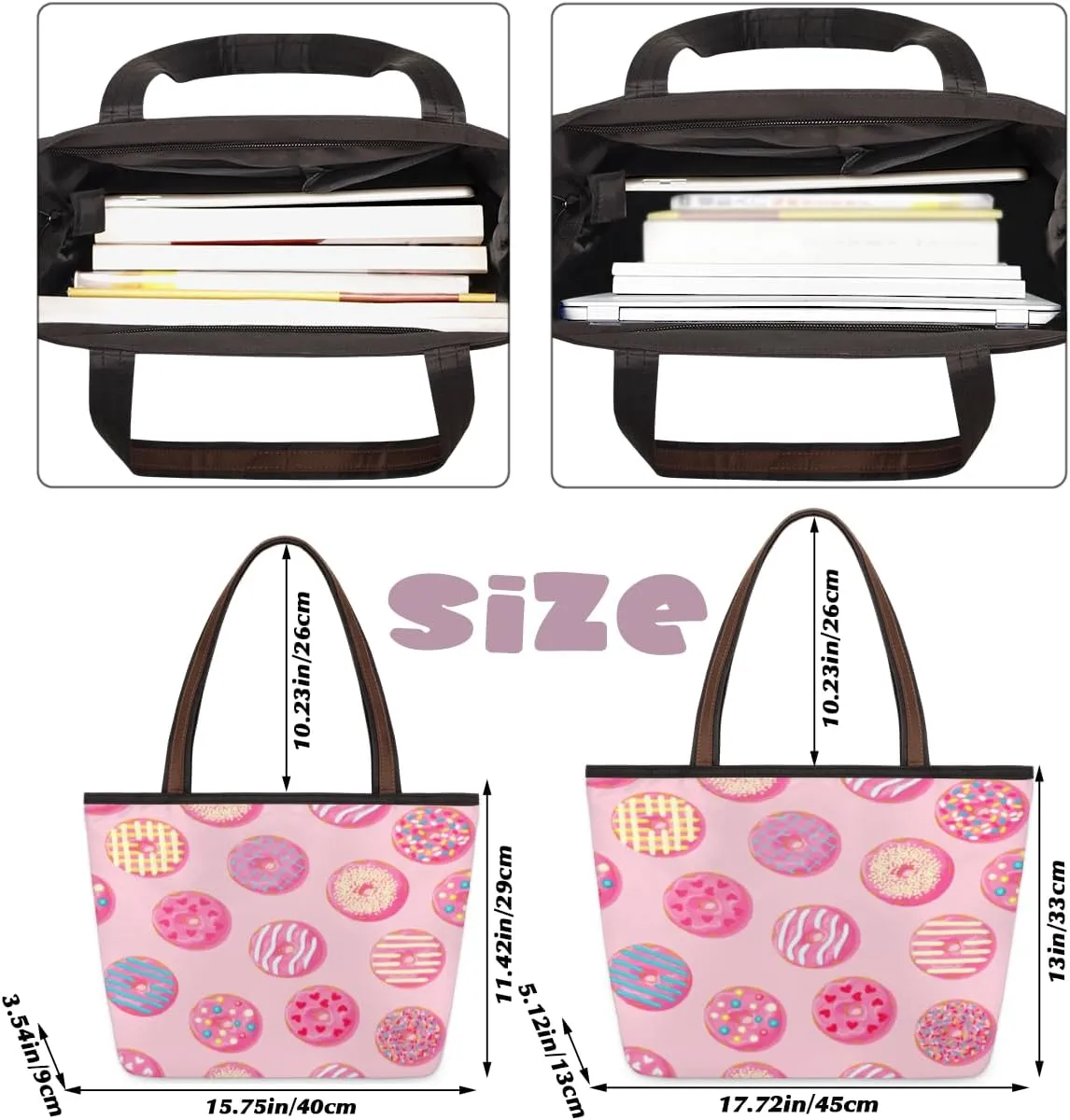 Tote Bag for Women with Zipper Large Capacity Top Handle Casual Shoulder Bag Handbag Reusable Shopping