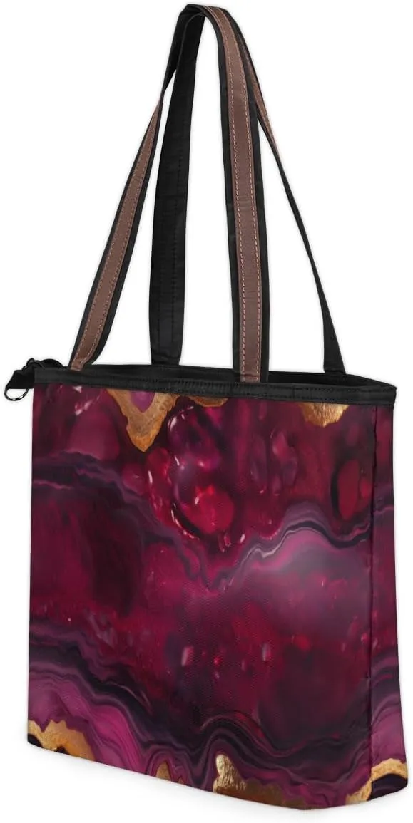 Tote Bag for Women with Zipper Large Capacity Top Handle Casual Shoulder Bag Handbag Reusable Shopping