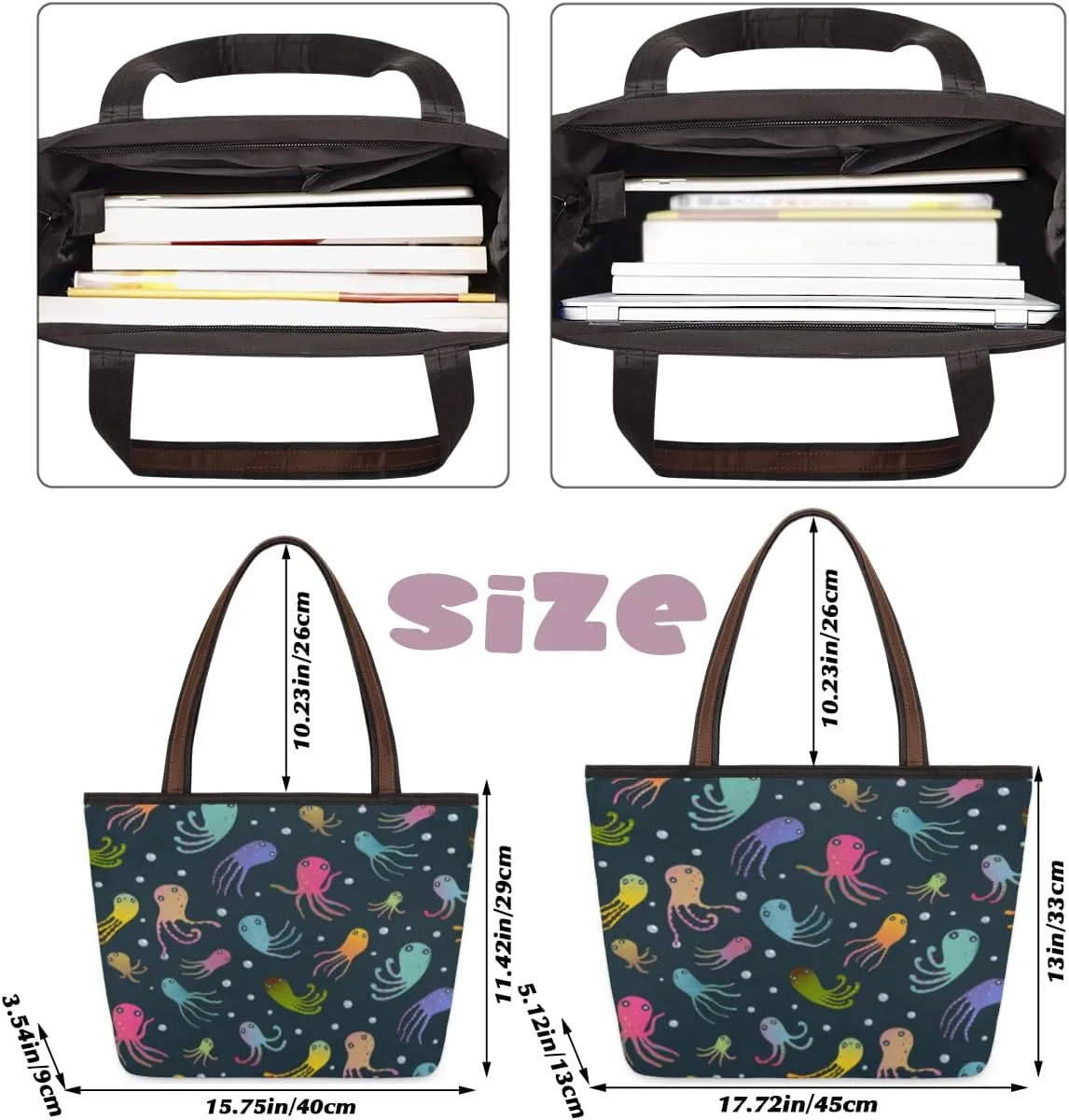 Tote Bag for Women with Zipper Large Capacity Top Handle Casual Shoulder Bag Handbag Reusable Shopping