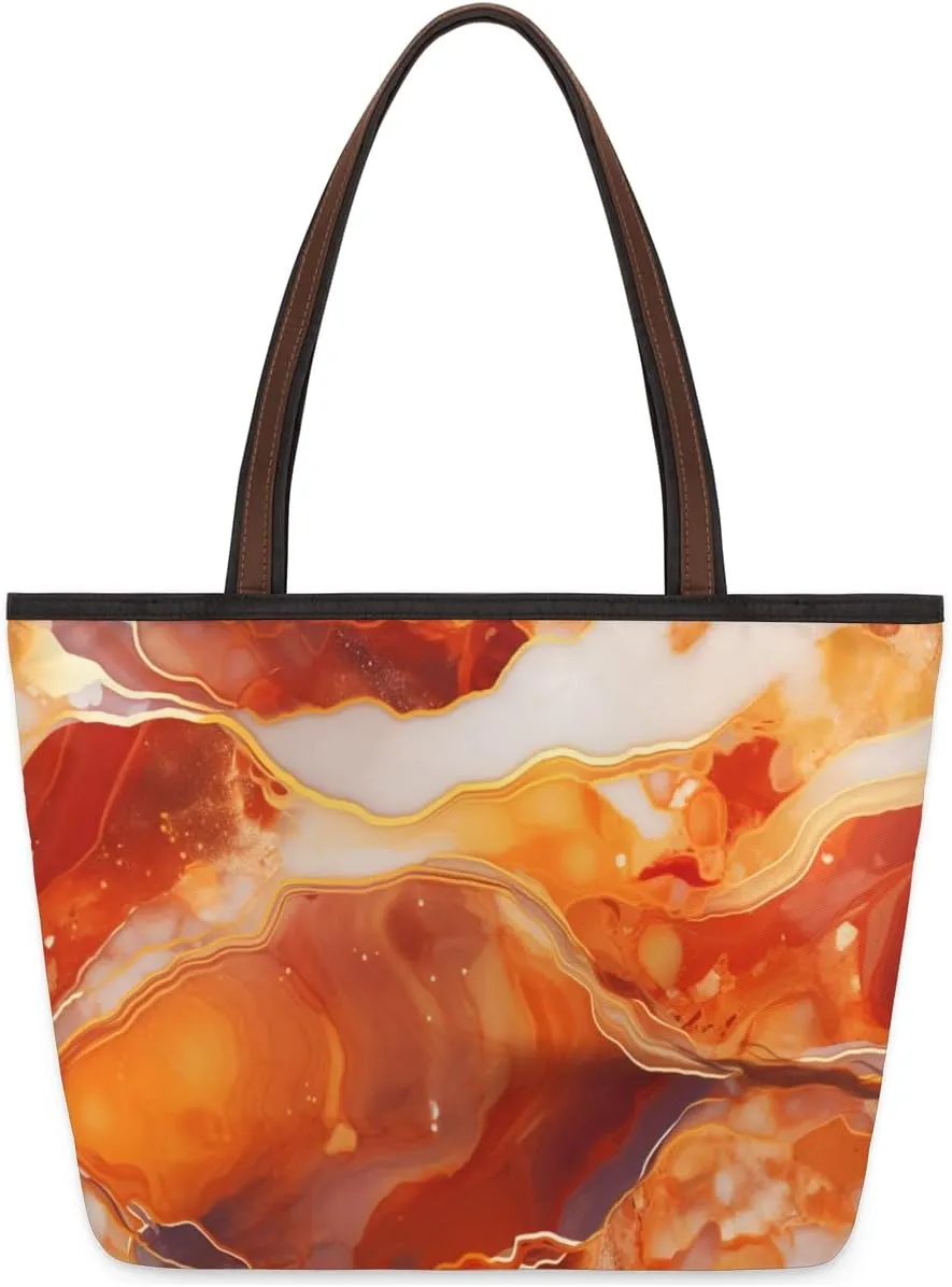 Tote Bag for Women with Zipper Large Capacity Top Handle Casual Shoulder Bag Handbag Reusable Shopping