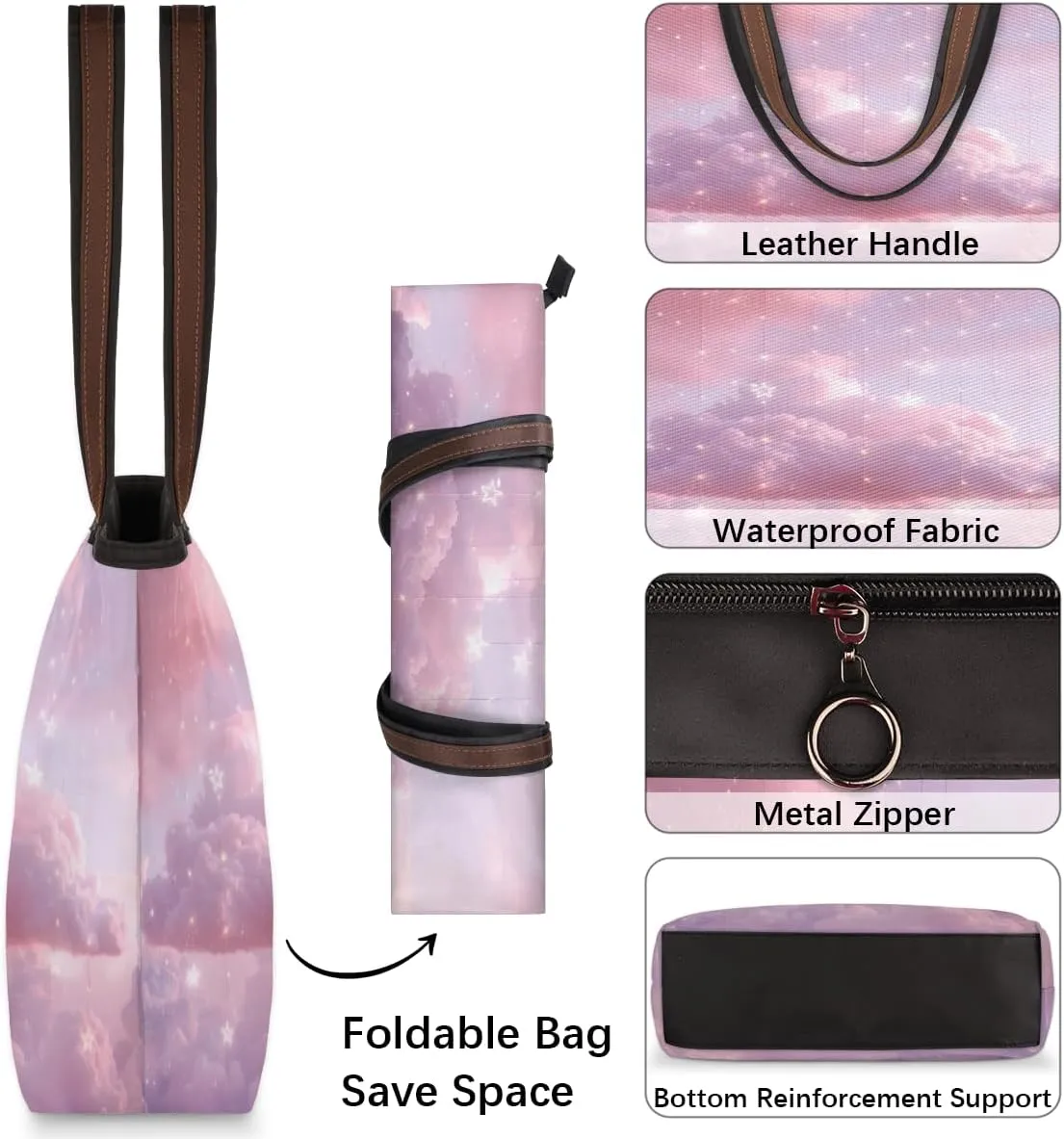 Tote Bag for Women with Zipper Large Capacity Top Handle Casual Shoulder Bag Handbag Reusable Shopping