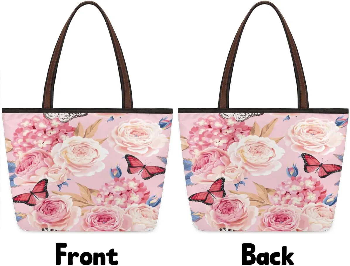 Tote Bag for Women with Zipper Large Capacity Top Handle Casual Shoulder Bag Handbag Reusable Shopping