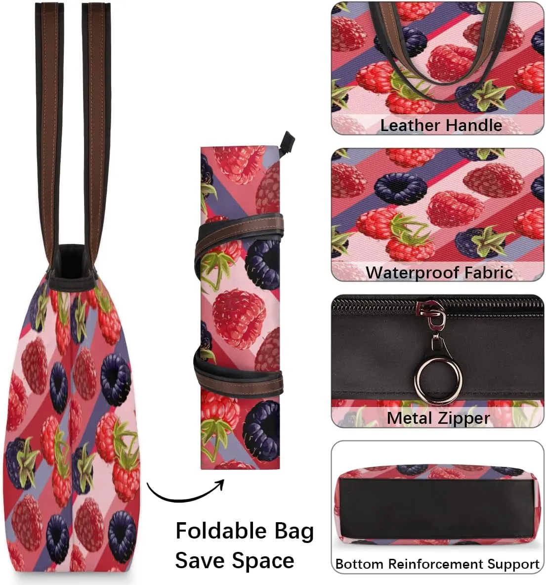Tote Bag for Women with Zipper Large Capacity Top Handle Casual Shoulder Bag Handbag Reusable Shopping