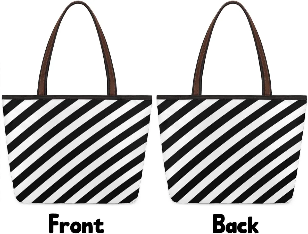 Tote Bag for Women with Zipper Large Capacity Top Handle Casual Shoulder Bag Handbag Reusable Shopping