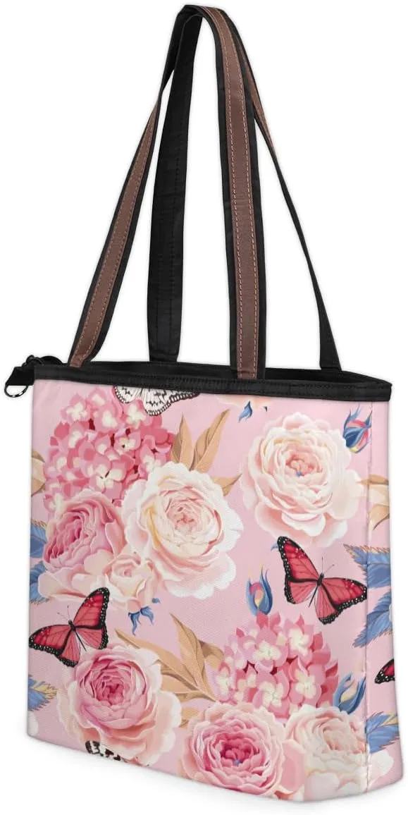 Tote Bag for Women with Zipper Large Capacity Top Handle Casual Shoulder Bag Handbag Reusable Shopping