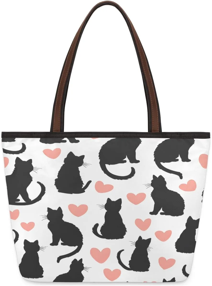 Tote Bag for Women with Zipper Large Capacity Top Handle Casual Shoulder Bag Handbag Reusable Shopping