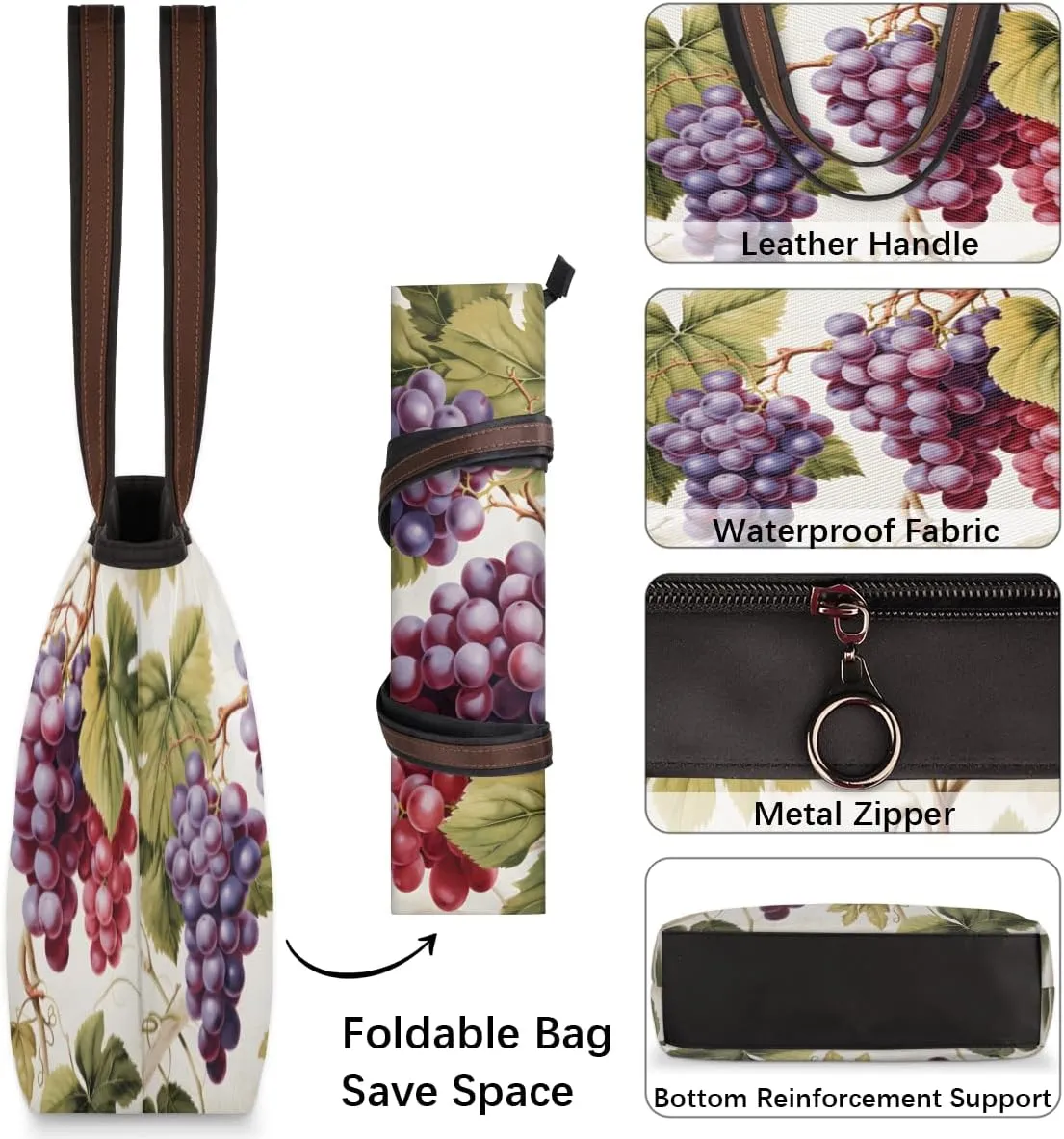 Tote Bag for Women with Zipper Large Capacity Top Handle Casual Shoulder Bag Handbag Reusable Shopping