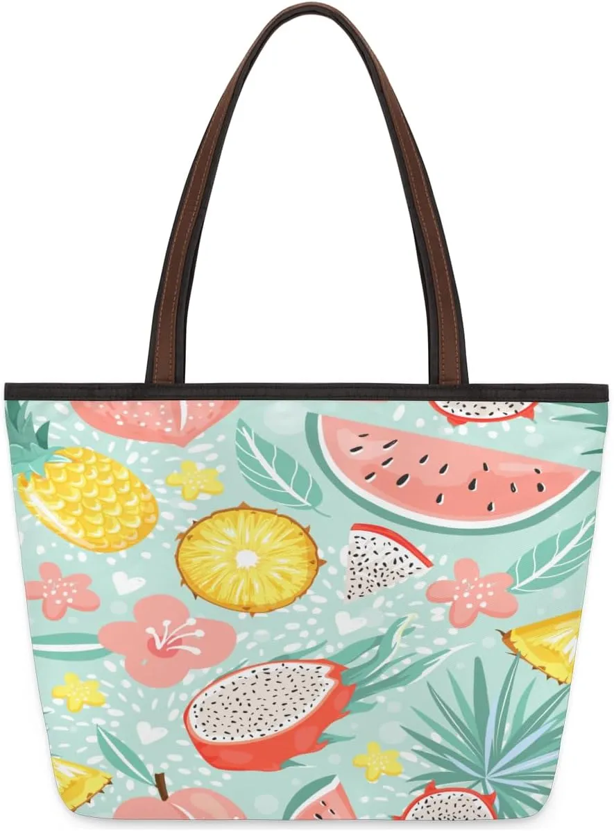 Tote Bag for Women with Zipper Large Capacity Top Handle Casual Shoulder Bag Handbag Reusable Shopping