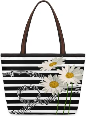 Tote Bag for Women with Zipper Large Capacity Top Handle Casual Shoulder Bag Handbag Reusable Shopping