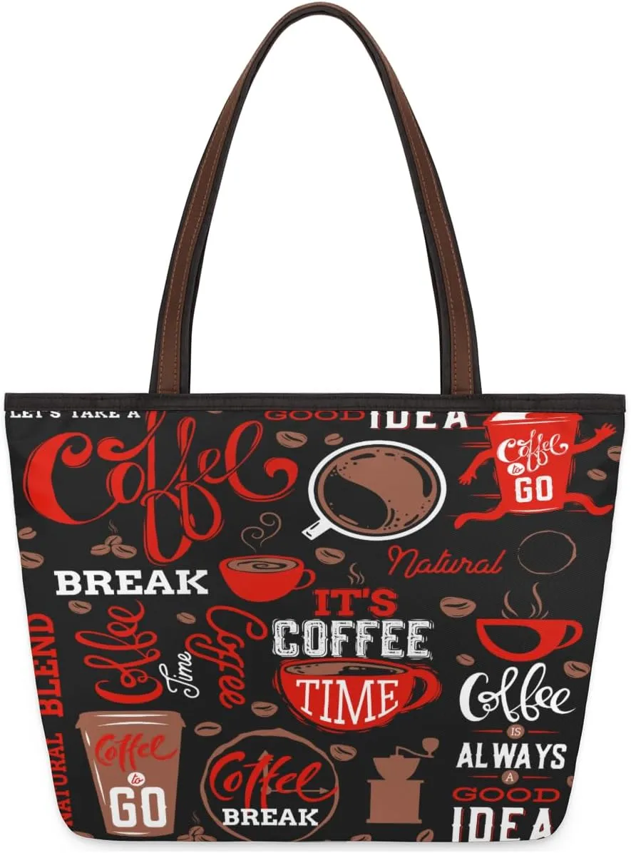 Tote Bag for Women with Zipper Large Capacity Top Handle Casual Shoulder Bag Handbag Reusable Shopping
