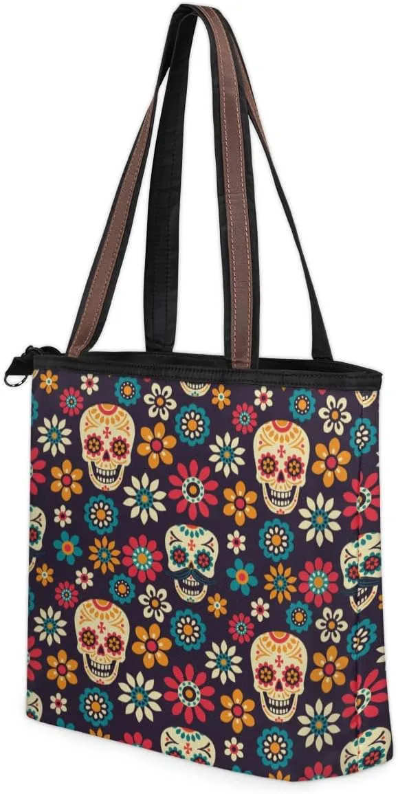 Tote Bag for Women with Zipper Large Capacity Top Handle Casual Shoulder Bag Handbag Reusable Shopping