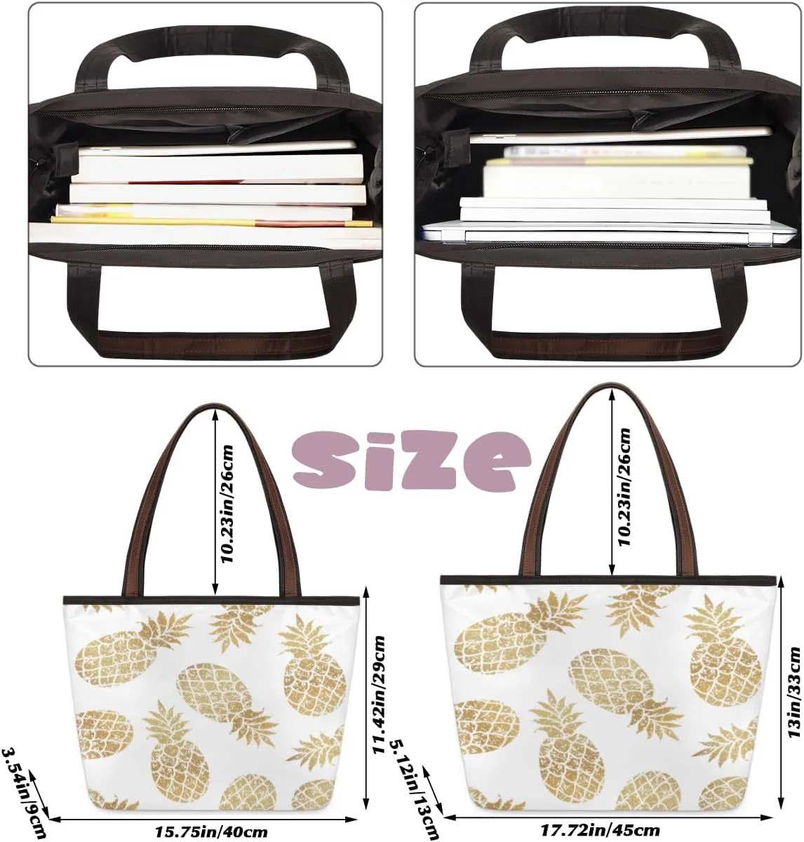 Tote Bag for Women with Zipper Large Capacity Top Handle Casual Shoulder Bag Handbag Reusable Shopping