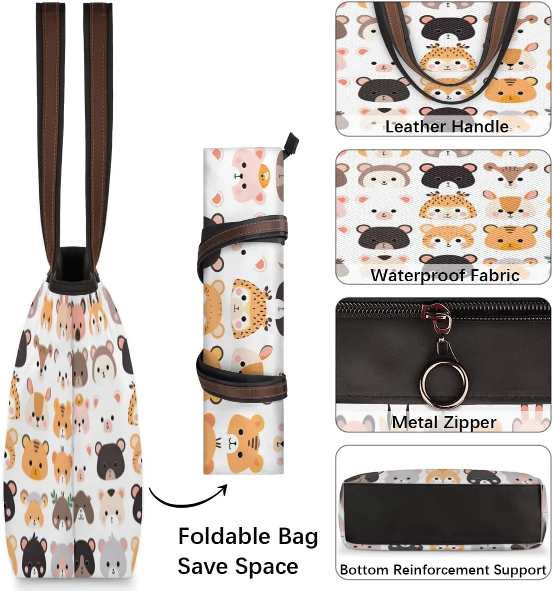 Tote Bag for Women with Zipper Large Capacity Top Handle Casual Shoulder Bag Handbag Reusable Shopping