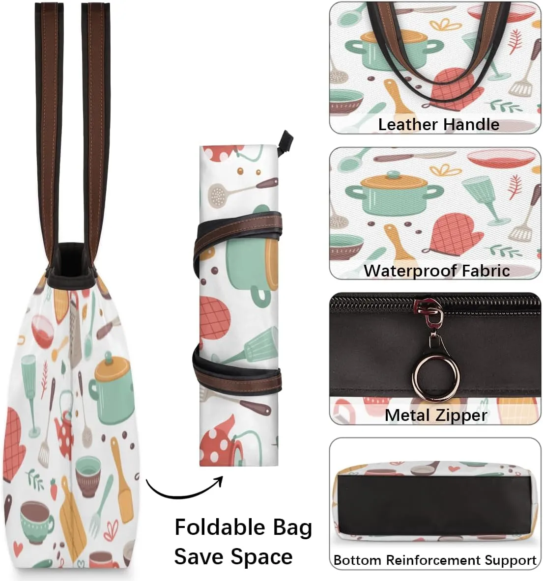 Tote Bag for Women with Zipper Large Capacity Top Handle Casual Shoulder Bag Handbag Reusable Shopping