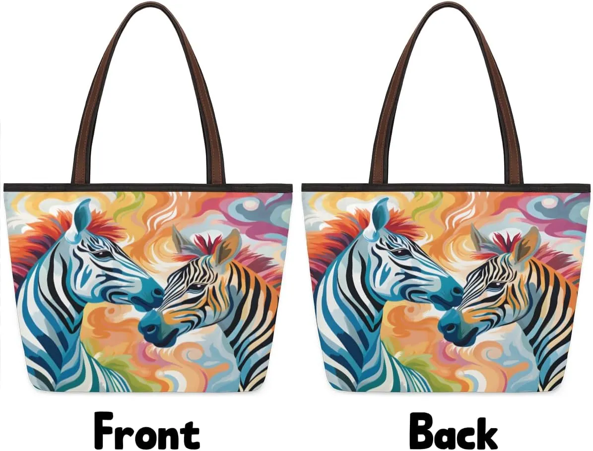 Tote Bag for Women with Zipper Large Capacity Top Handle Casual Shoulder Bag Handbag Reusable Shopping