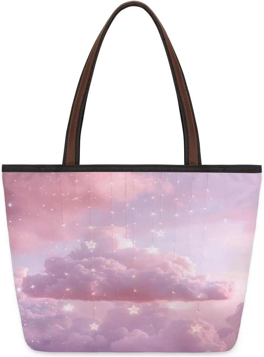 Tote Bag for Women with Zipper Large Capacity Top Handle Casual Shoulder Bag Handbag Reusable Shopping