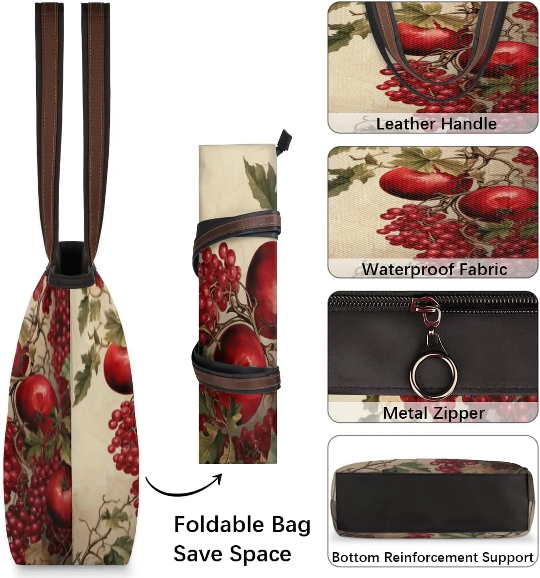 Tote Bag for Women with Zipper Large Capacity Top Handle Casual Shoulder Bag Handbag Reusable Shopping
