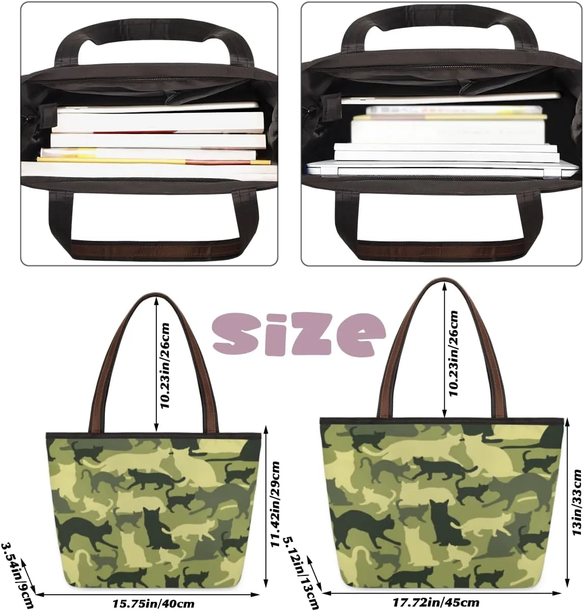 Tote Bag for Women with Zipper Large Capacity Top Handle Casual Shoulder Bag Handbag Reusable Shopping