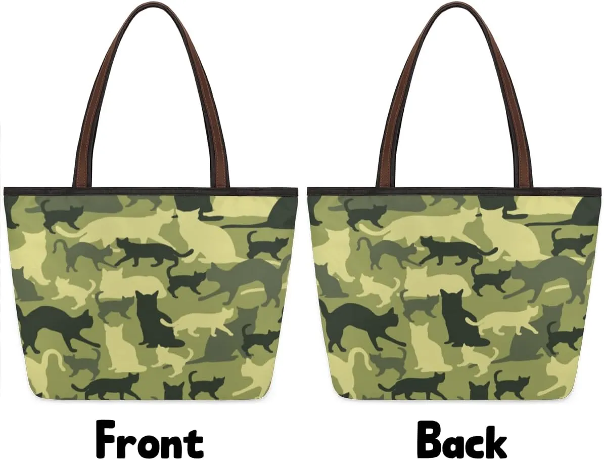 Tote Bag for Women with Zipper Large Capacity Top Handle Casual Shoulder Bag Handbag Reusable Shopping