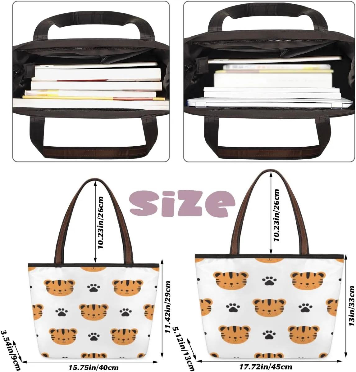 Tote Bag for Women with Zipper Large Capacity Top Handle Casual Shoulder Bag Handbag Reusable Shopping