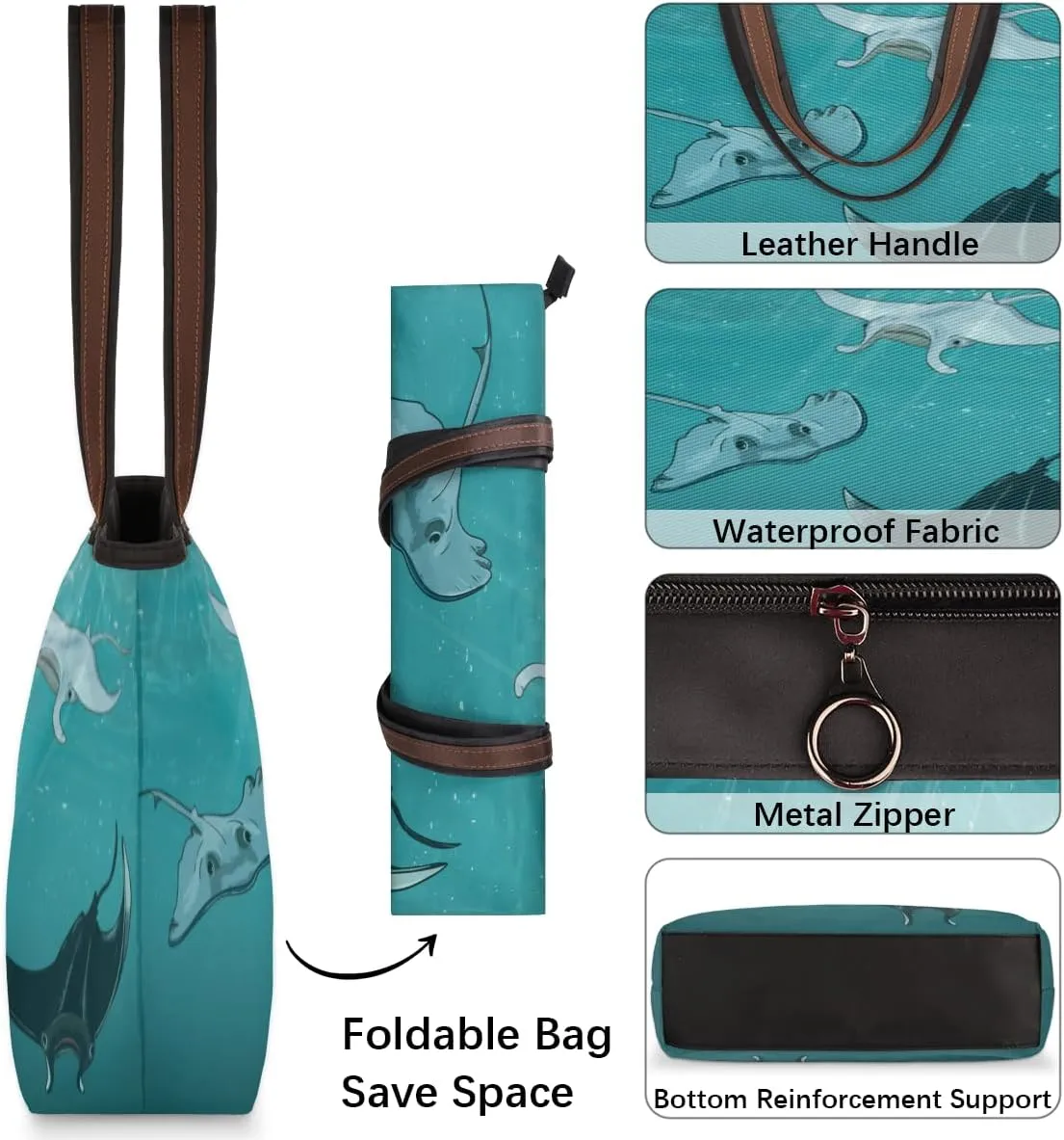 Tote Bag for Women with Zipper Large Capacity Top Handle Casual Shoulder Bag Handbag Reusable Shopping