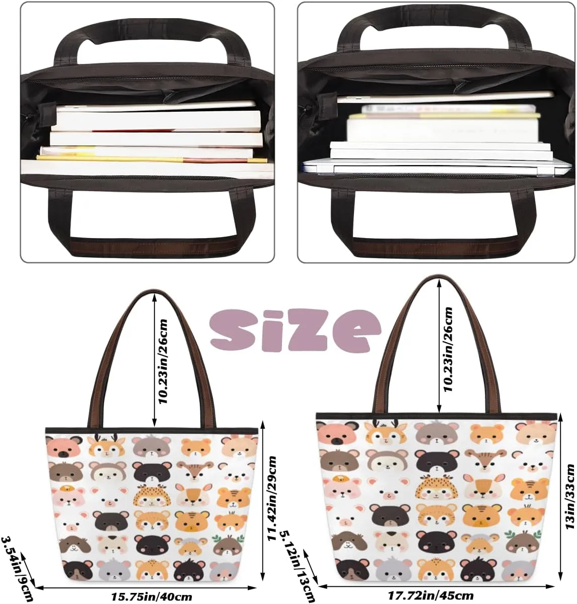 Tote Bag for Women with Zipper Large Capacity Top Handle Casual Shoulder Bag Handbag Reusable Shopping