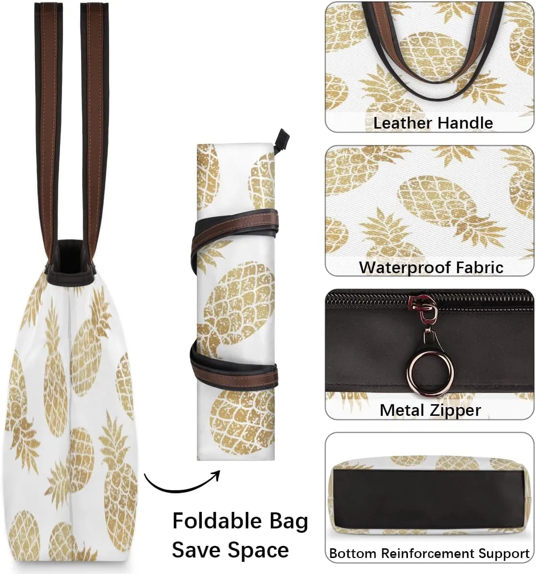 Tote Bag for Women with Zipper Large Capacity Top Handle Casual Shoulder Bag Handbag Reusable Shopping