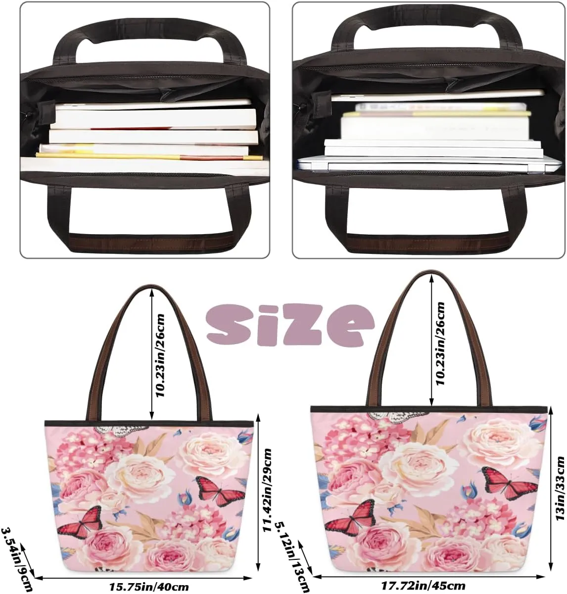 Tote Bag for Women with Zipper Large Capacity Top Handle Casual Shoulder Bag Handbag Reusable Shopping