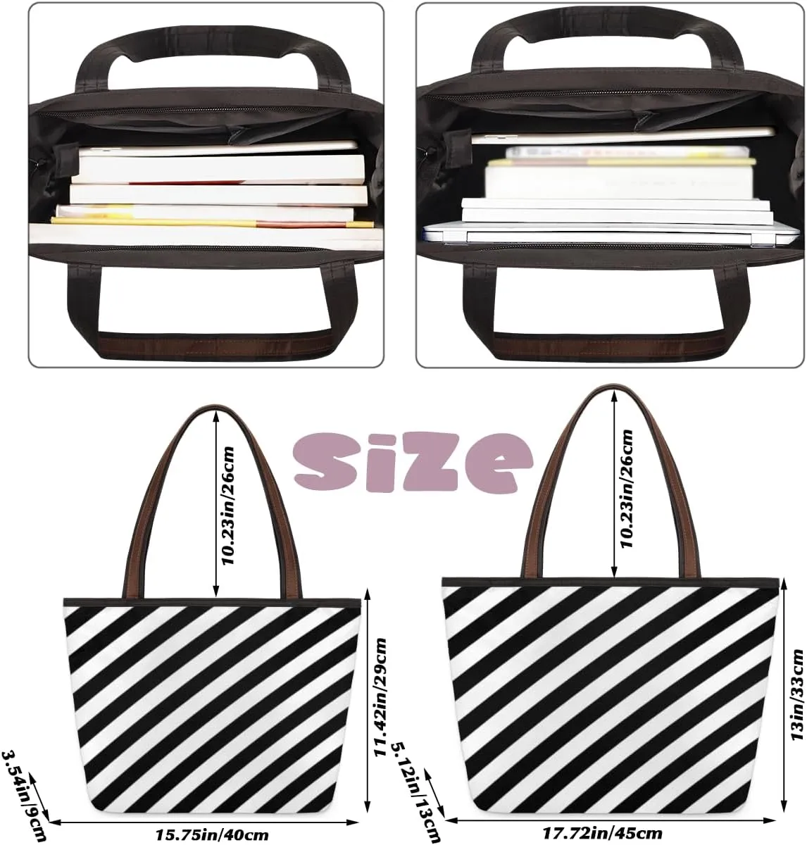 Tote Bag for Women with Zipper Large Capacity Top Handle Casual Shoulder Bag Handbag Reusable Shopping
