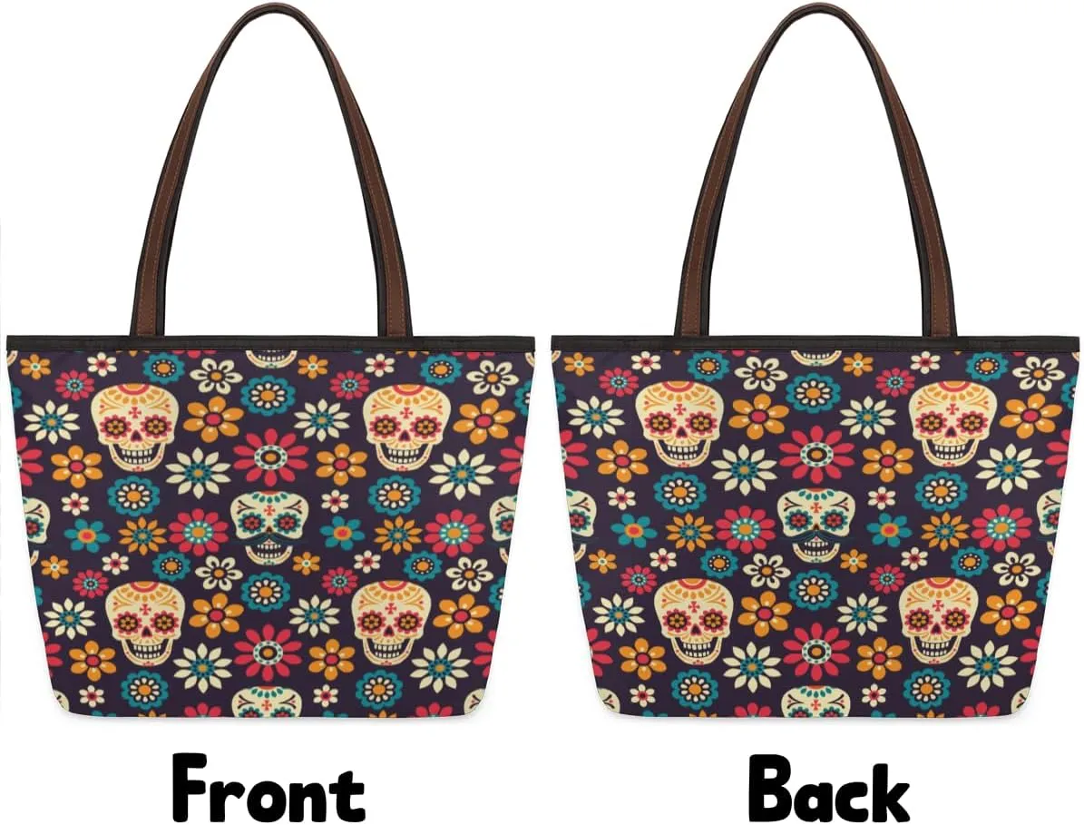 Tote Bag for Women with Zipper Large Capacity Top Handle Casual Shoulder Bag Handbag Reusable Shopping
