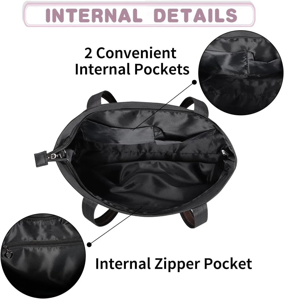 Tote Bag for Women with Zipper Large Capacity Top Handle Casual Shoulder Bag Handbag Reusable Shopping