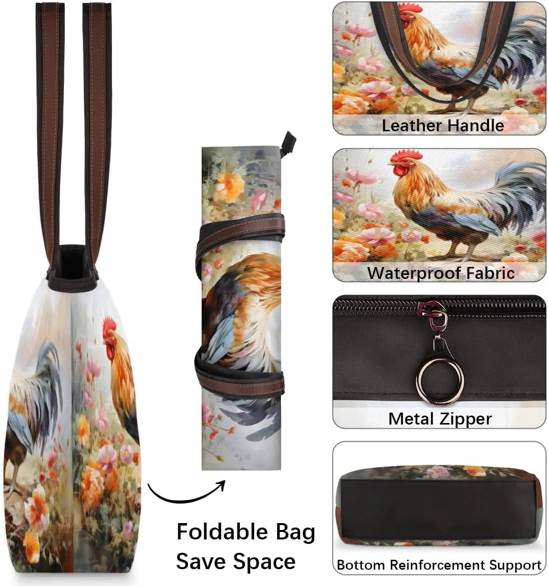 Tote Bag for Women with Zipper Large Capacity Top Handle Casual Shoulder Bag Handbag Reusable Shopping