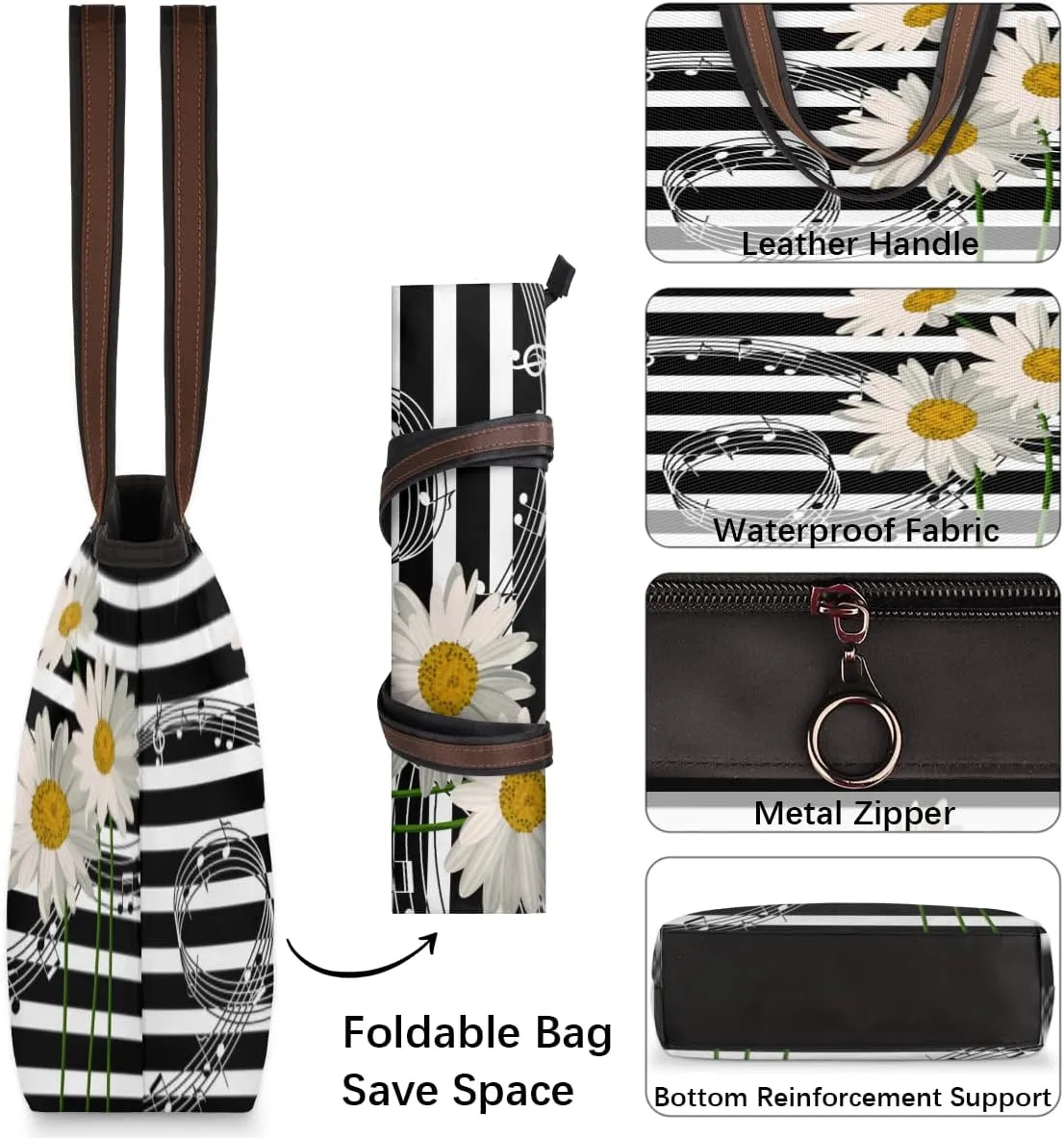 Tote Bag for Women with Zipper Large Capacity Top Handle Casual Shoulder Bag Handbag Reusable Shopping