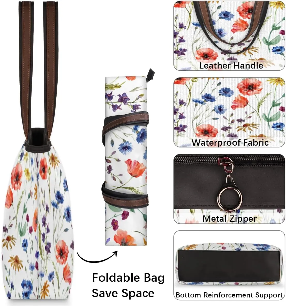 Tote Bag for Women with Zipper Large Capacity Top Handle Casual Shoulder Bag Handbag Reusable Shopping