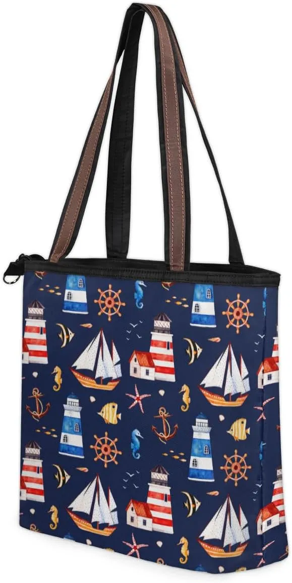 Tote Bag for Women with Zipper Large Capacity Top Handle Casual Shoulder Bag Handbag Reusable Shopping