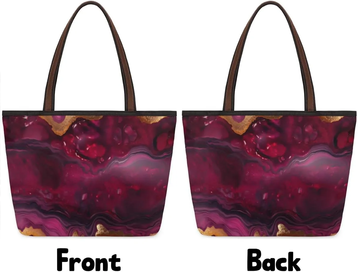 Tote Bag for Women with Zipper Large Capacity Top Handle Casual Shoulder Bag Handbag Reusable Shopping