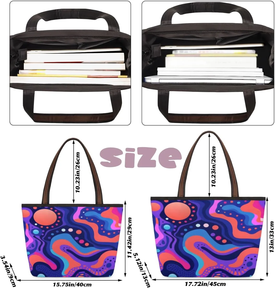 Tote Bag for Women with Zipper Large Capacity Top Handle Casual Shoulder Bag Handbag Reusable Shopping