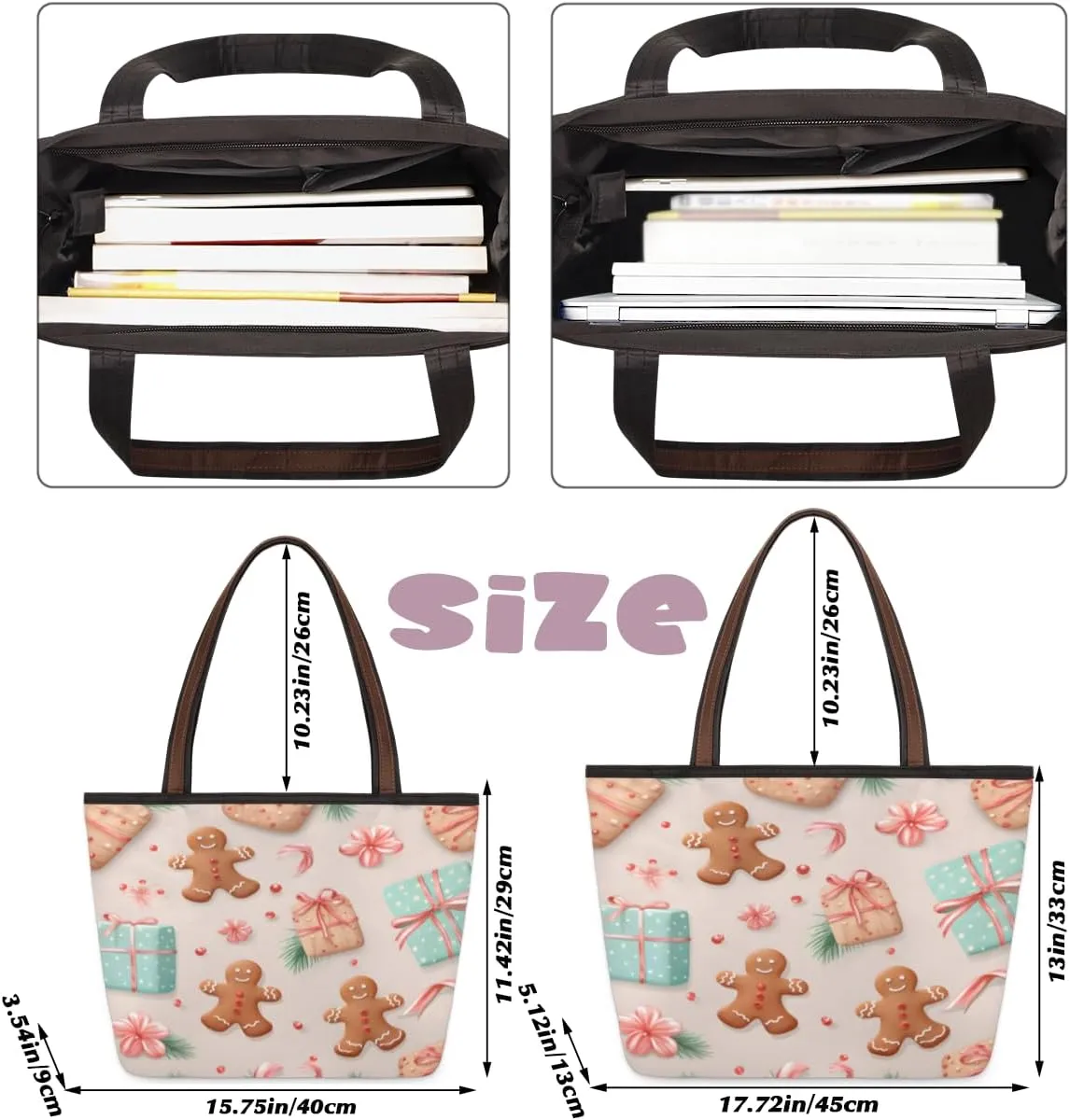Tote Bag for Women with Zipper Large Capacity Top Handle Casual Shoulder Bag Handbag Reusable Shopping