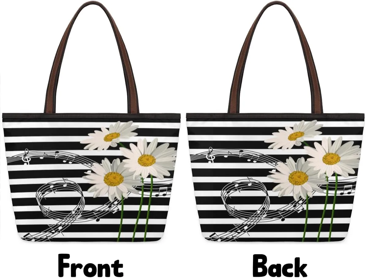 Tote Bag for Women with Zipper Large Capacity Top Handle Casual Shoulder Bag Handbag Reusable Shopping