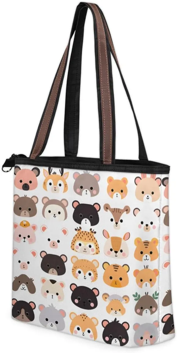 Tote Bag for Women with Zipper Large Capacity Top Handle Casual Shoulder Bag Handbag Reusable Shopping