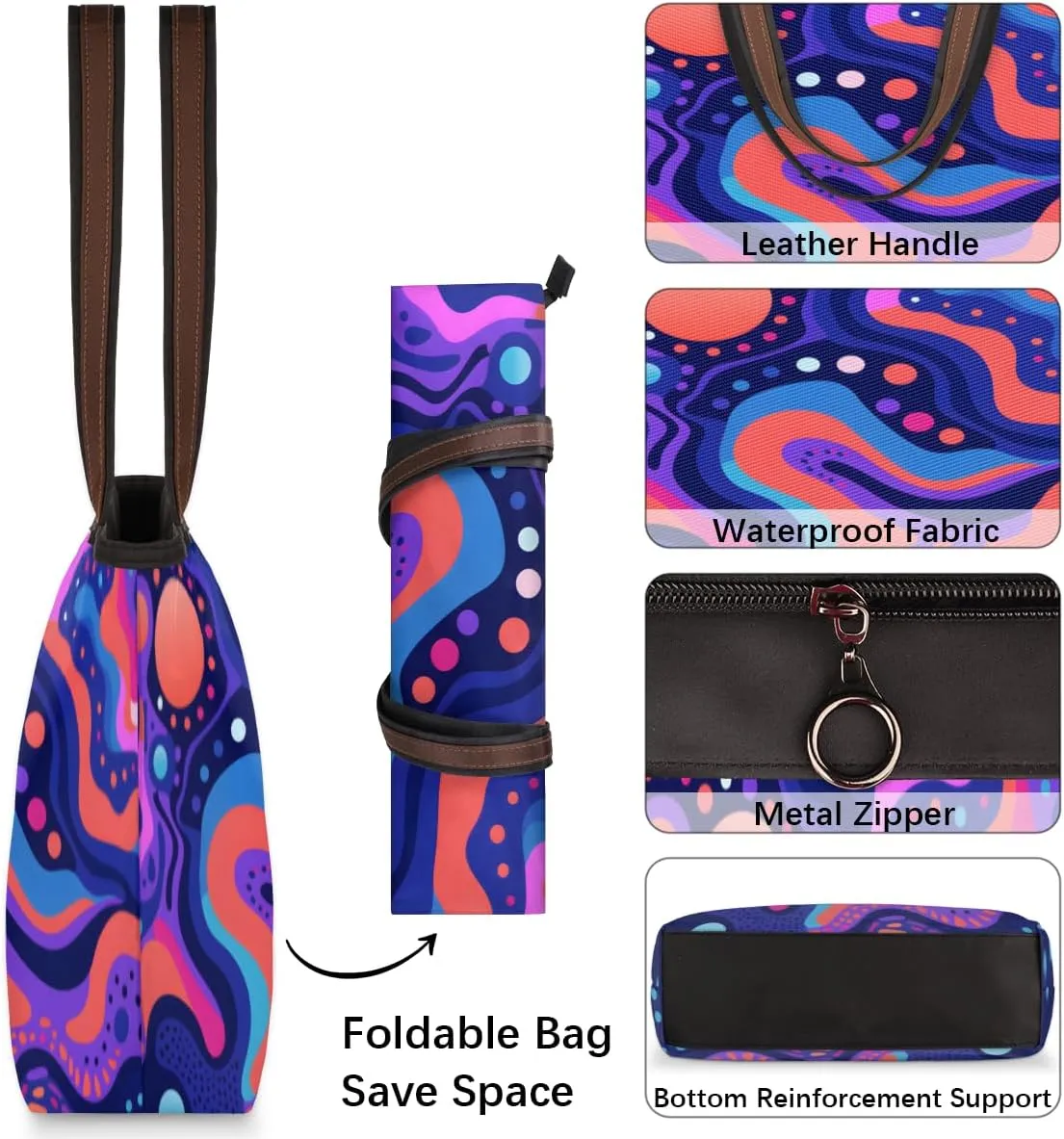 Tote Bag for Women with Zipper Large Capacity Top Handle Casual Shoulder Bag Handbag Reusable Shopping