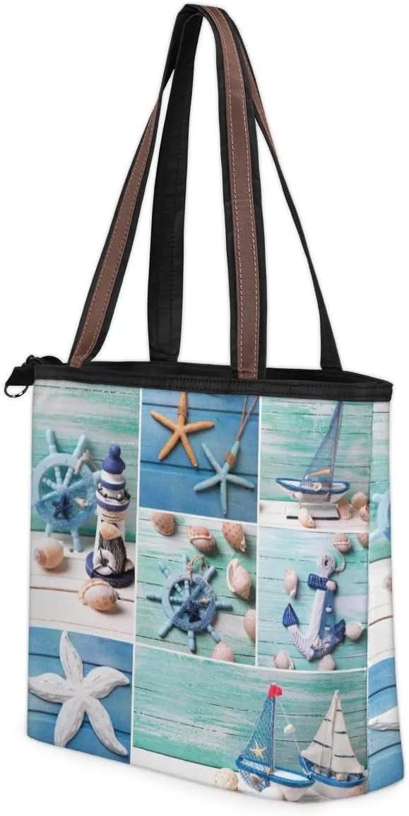 Tote Bag for Women with Zipper Large Capacity Top Handle Casual Shoulder Bag Handbag Reusable Shopping