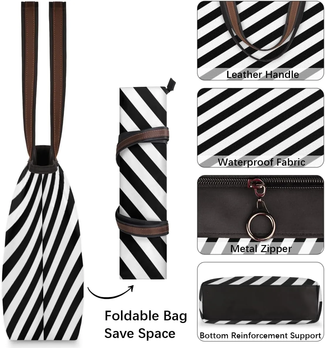 Tote Bag for Women with Zipper Large Capacity Top Handle Casual Shoulder Bag Handbag Reusable Shopping