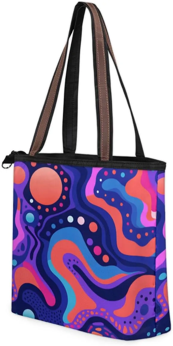 Tote Bag for Women with Zipper Large Capacity Top Handle Casual Shoulder Bag Handbag Reusable Shopping