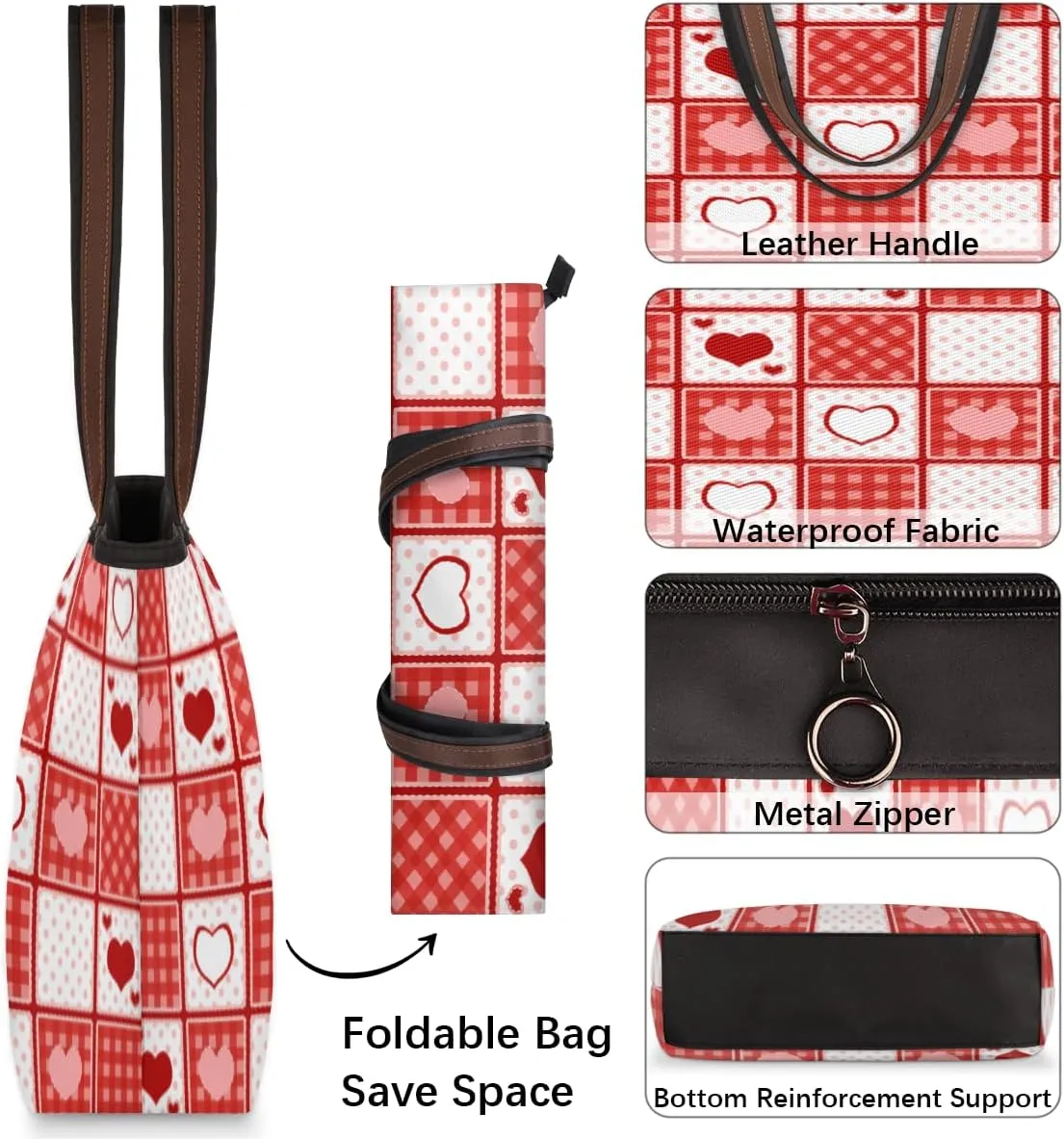 Tote Bag for Women with Zipper Large Capacity Top Handle Casual Shoulder Bag Handbag Reusable Shopping