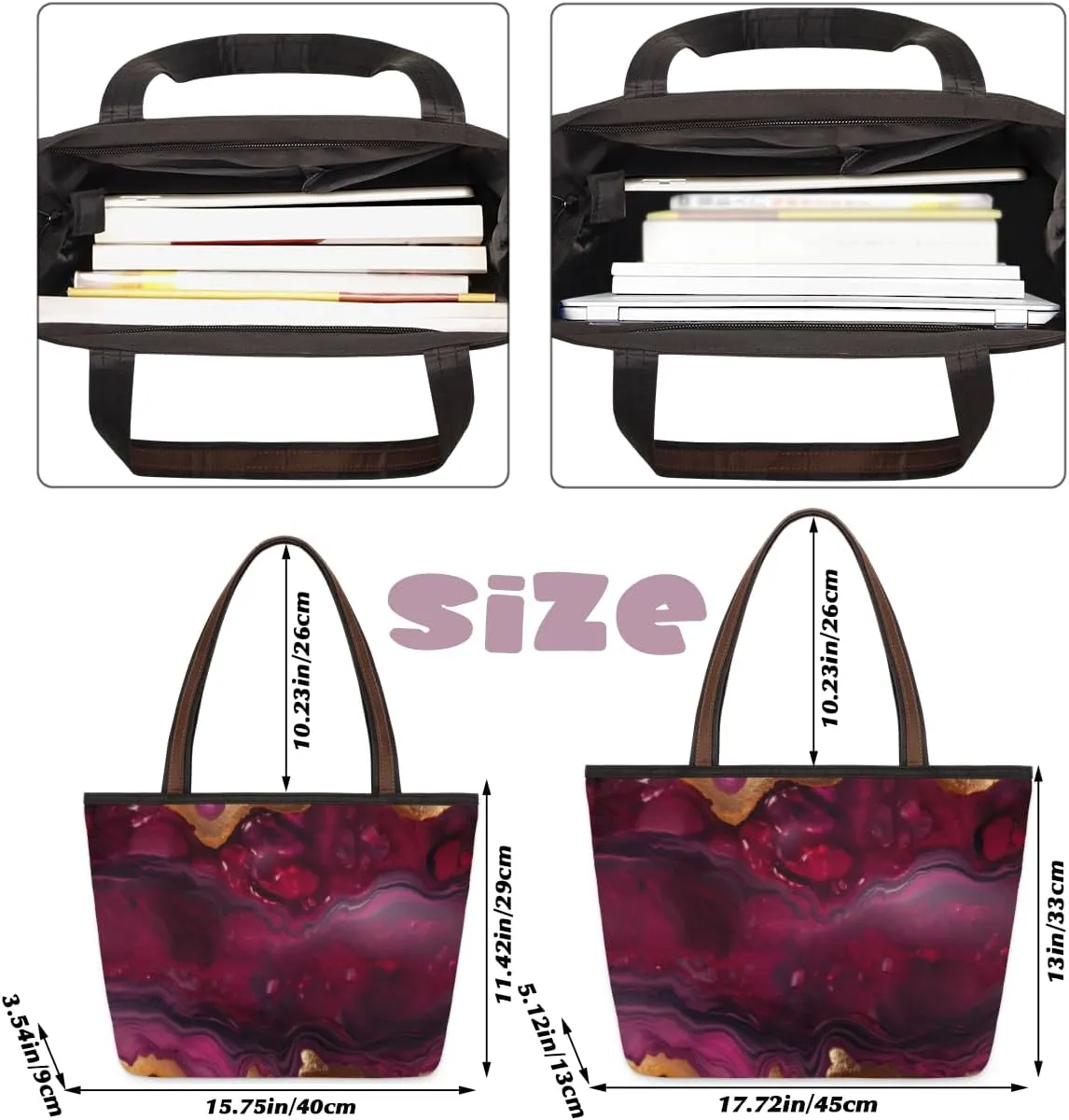 Tote Bag for Women with Zipper Large Capacity Top Handle Casual Shoulder Bag Handbag Reusable Shopping