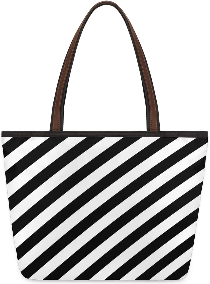 Tote Bag for Women with Zipper Large Capacity Top Handle Casual Shoulder Bag Handbag Reusable Shopping