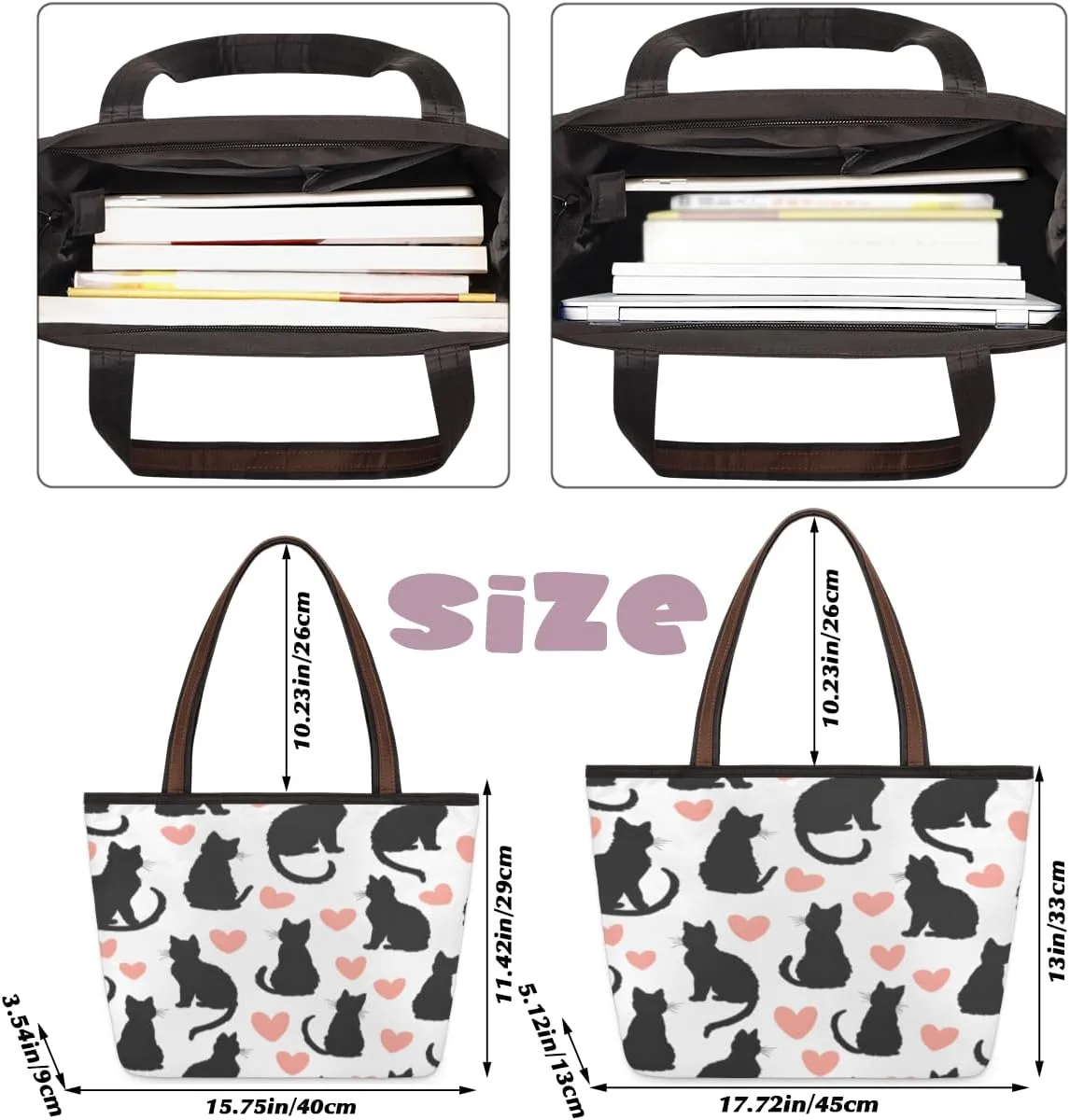 Tote Bag for Women with Zipper Large Capacity Top Handle Casual Shoulder Bag Handbag Reusable Shopping