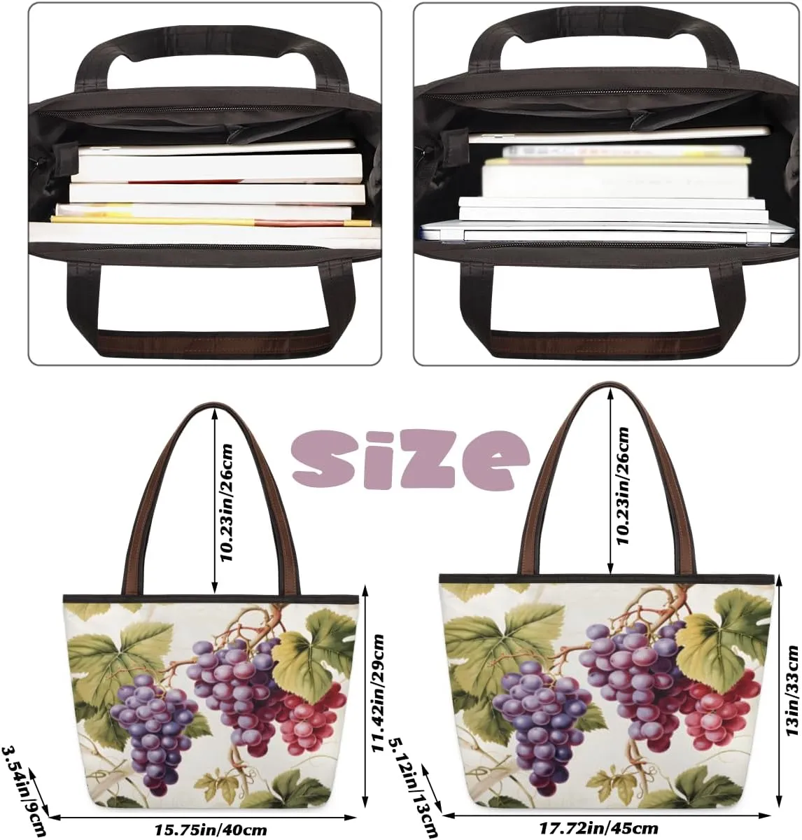 Tote Bag for Women with Zipper Large Capacity Top Handle Casual Shoulder Bag Handbag Reusable Shopping